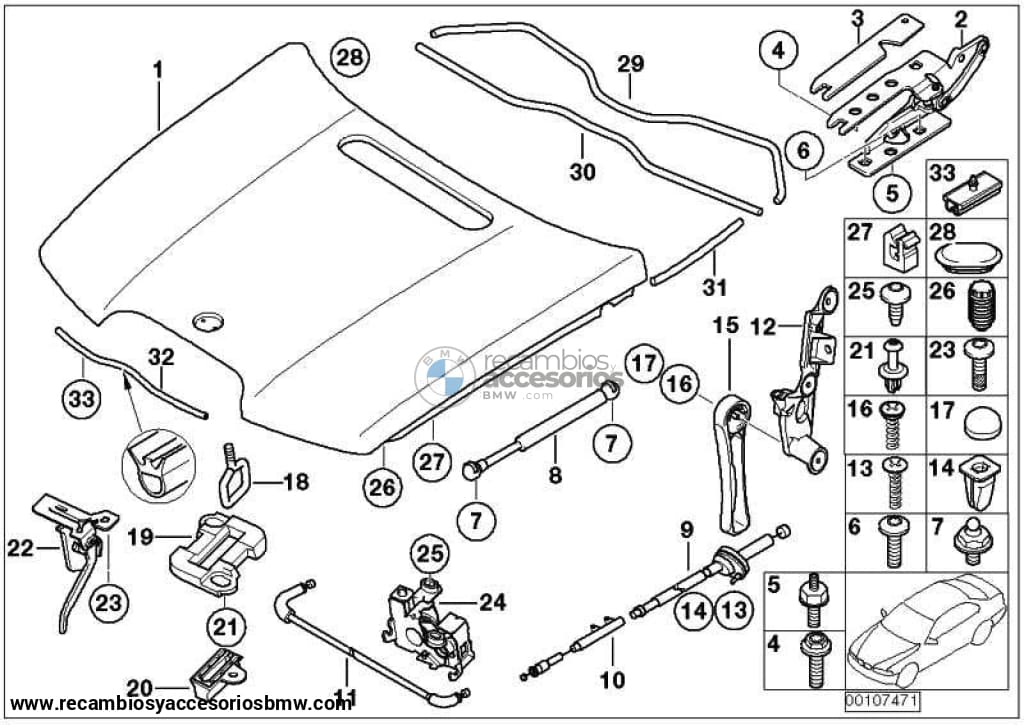 Cerradura Capo Frontal De Solapa Delantera Para Bmw E65 E66 E67 E68 . Original Recambios