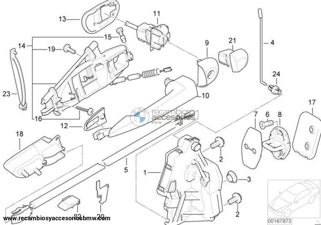 Cerradura De Puerta Con Motor Actuador Para Bmw E46 Compact. Original Recambios