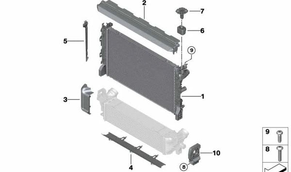 Radiador de refrigerante para BMW G12, G15, G16 (OEM 17118474825). Original BMW.