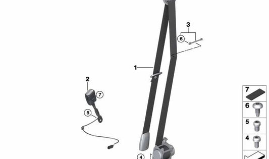 Front right upper belt for BMW F48, F39 (OEM 72118076520). Original BMW.