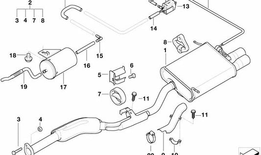 Placa de protección térmica para BMW Serie 3 E36 (OEM 18221437828). Original BMW.