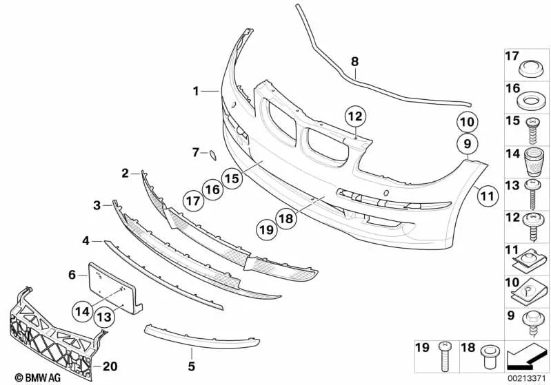 Front bumper grille grill for BMW E81 and E87. Genuine BMW.