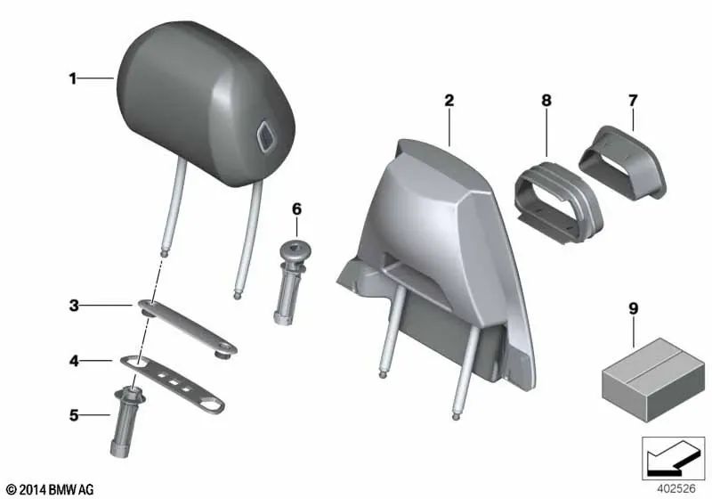 Kopfstützenführung für BMW 5er F07N, F10N, F11N, F18N, X5 F15, F85, X6 F16 (OEM 52107340416). Original BMW.