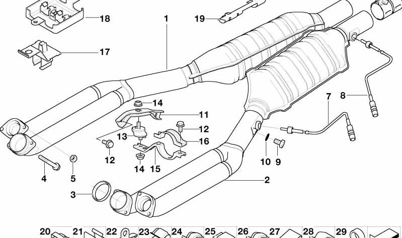 Soporte del Sistema de Escape para BMW E38 (OEM 18211742912). Original BMW