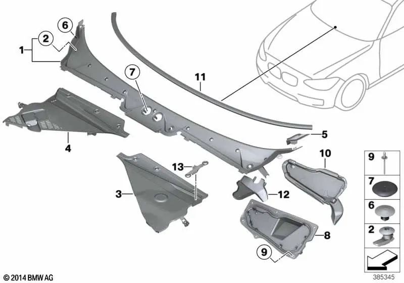 Cubierta del parabrisas Parte 1 para BMW F87N (OEM 51718073545). Original BMW