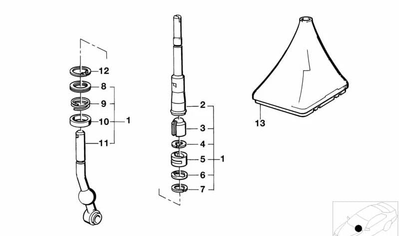 Funda de cuero sintético para palanca de cambios OEM 25111207561 para BMW E23. Original BMW.