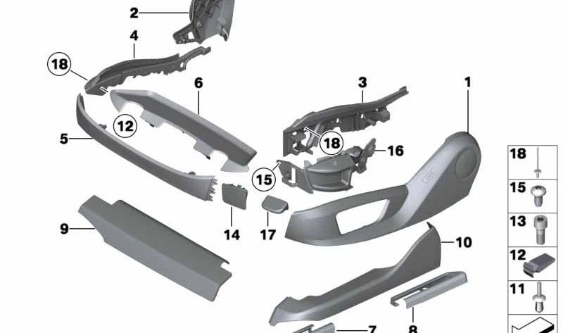 Enganche de fijación del tapizado derecho exterior OEM 52109157174 para BMW F07, F10, F11. Original BMW.