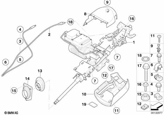 Complete steering column with power steering unit for BMW Z4 E85, E86 (OEM 32306780730). Original BMW