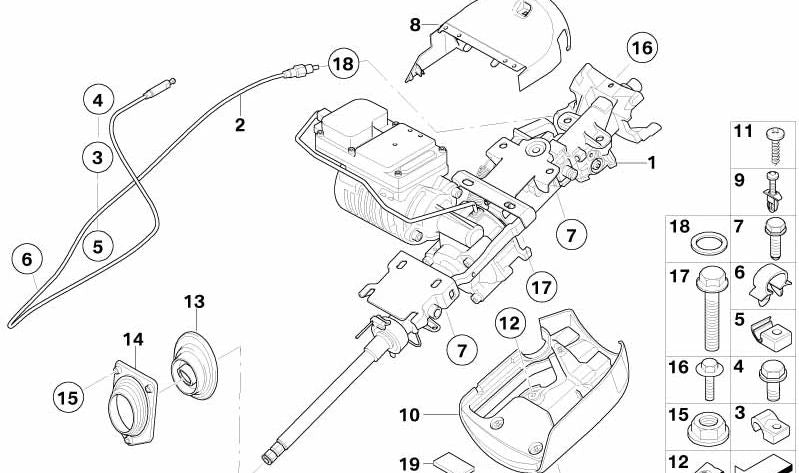 Columna de dirección completa para BMW Z4 E85, E86 (OEM 32306780728). Original BMW