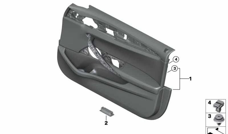 Revestimiento de puerta delantero izquierdo para BMW G30, G31 (OEM 51417476815). Original BMW