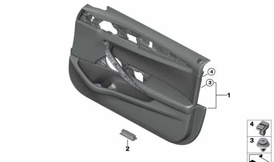 Revestimiento de puerta delantero izquierdo para BMW Serie 5 F90, F90N (OEM 51418093065). Original BMW