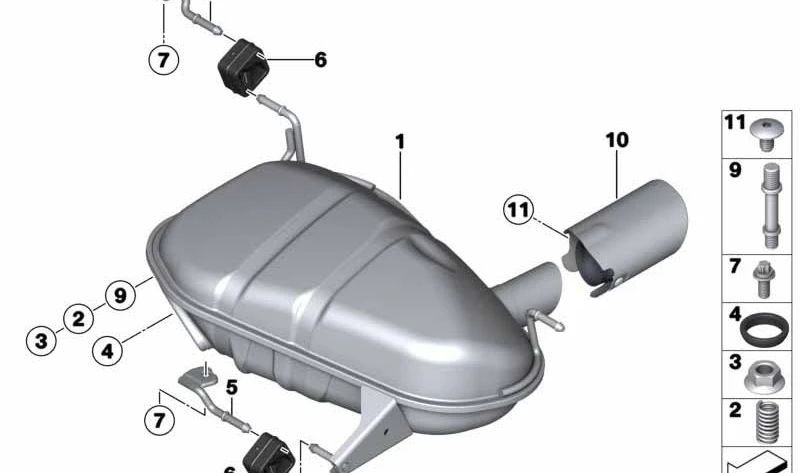 Silence arrière OEM 18307646714 pour BMW E82, E88. BMW d'origine.