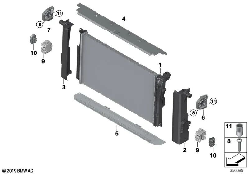 Soporte de módulo izquierdo para BMW I01, I01N (OEM 17117616025). Original BMW.