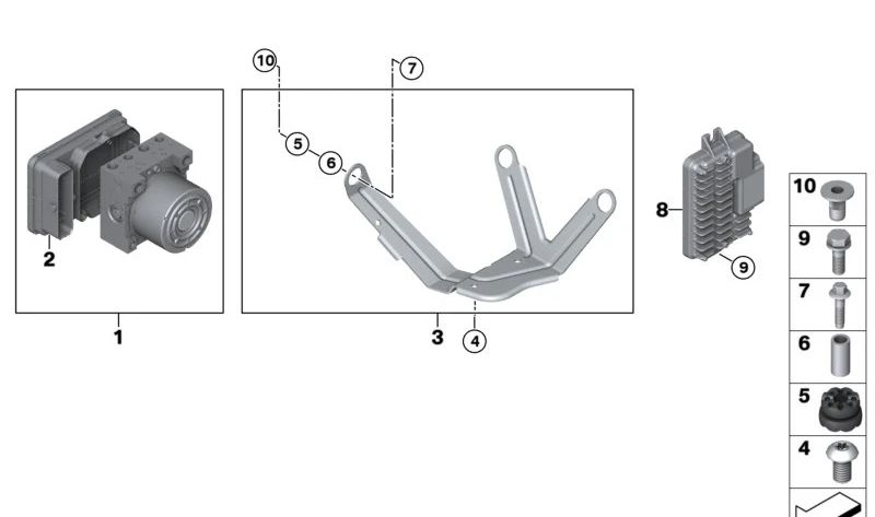 Soporte para unidad hidráulica (Halter Hydroaggregat) OEM 34516850470 para BMW i3 (I01). Original BMW.