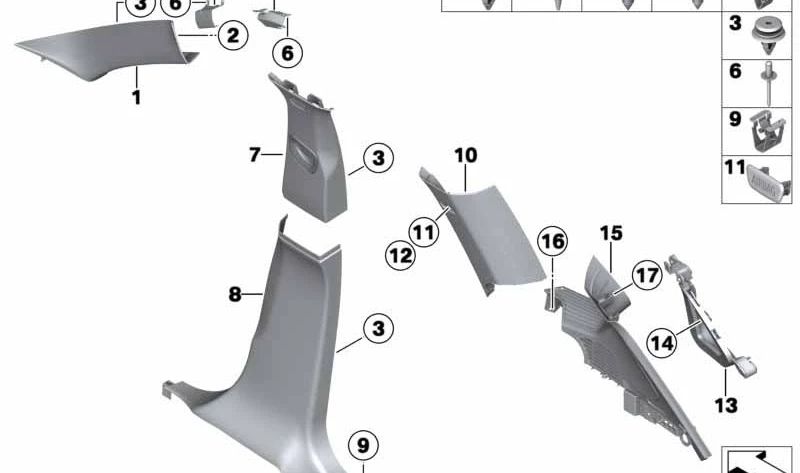 Tapacubos D-pilar izquierdo para BMW F25 (OEM 51438050327). Original BMW