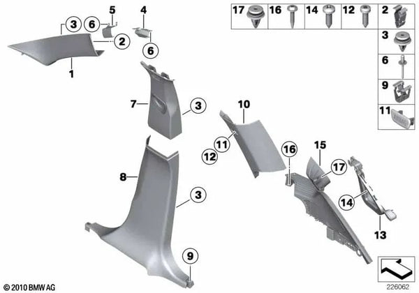 Recubrimiento del pilar A derecho para BMW X3 F25 (OEM 51439207966). Original BMW