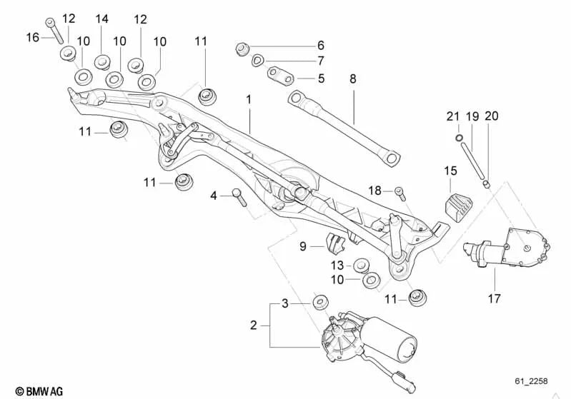 Motor de limpiaparabrisas para BMW Serie 7 E38 (OEM 67638352150). Original BMW