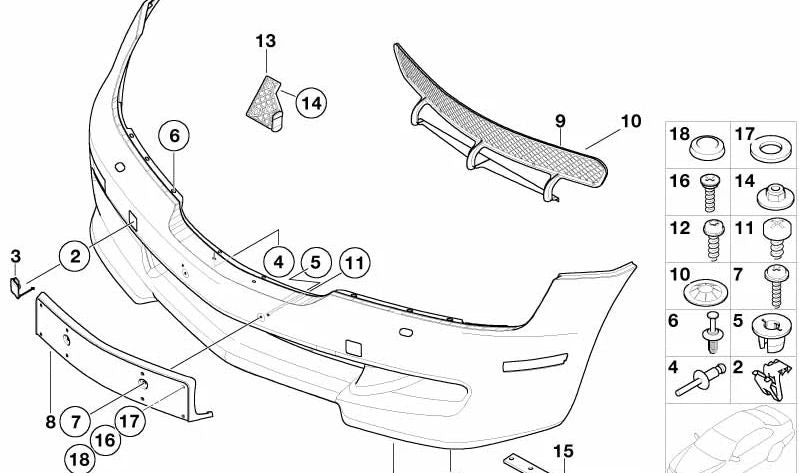 Soporte derecho para varios modelos/series de BMW (OEM 51118401802). Original BMW