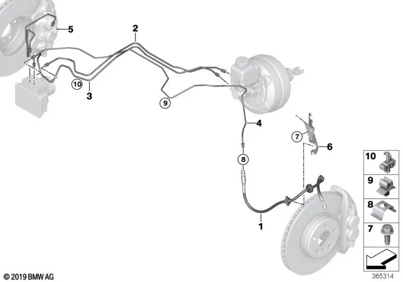 Hauptbremszylinderrohr für BMW I12, I12N, I15 (OEM 34306858635). Original BMW