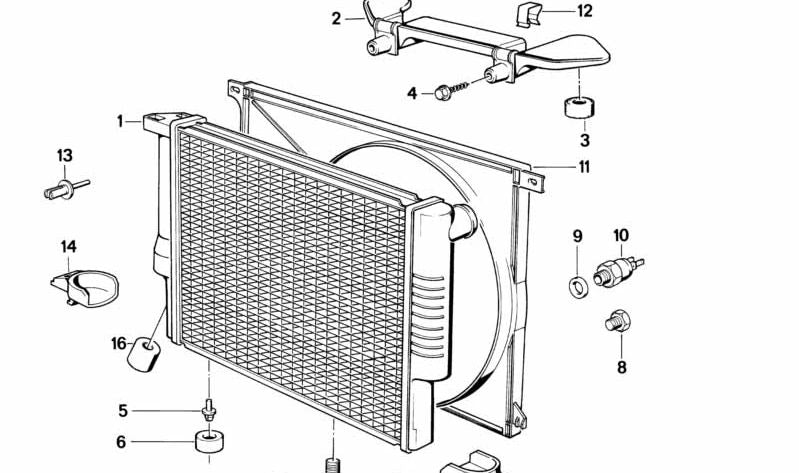 Carcasa del ventilador OEM 17111709312 para BMW E30. Original BMW.