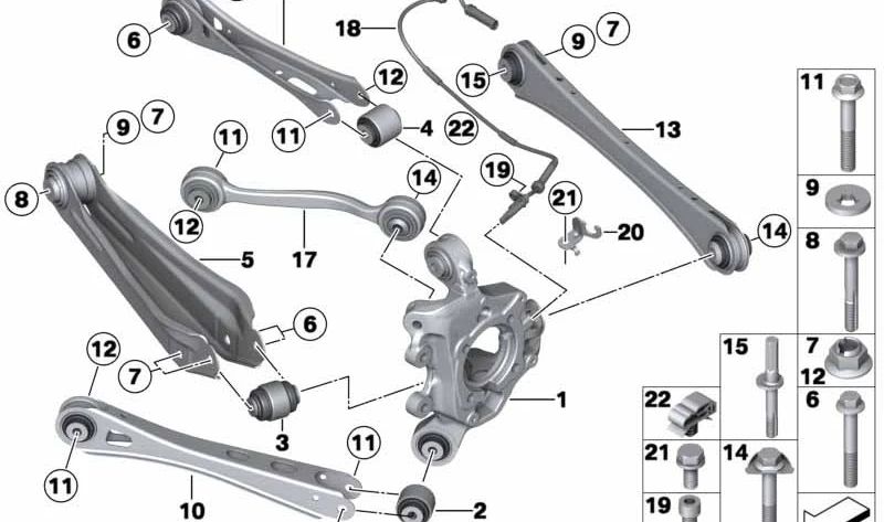 Rear suspension arm with Silentblock OEM 33326786978 for BMW F25, F26. Original BMW.