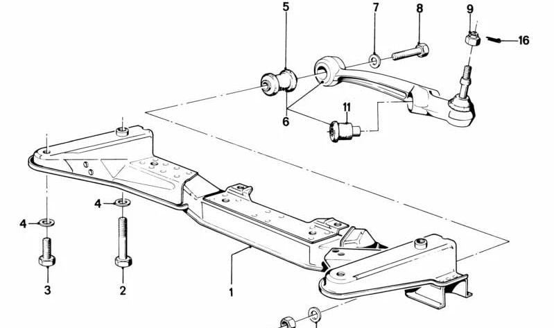 Cojinete de goma para varios modelos de BMW E21, E12, E24 (OEM 31121119260). Original BMW.