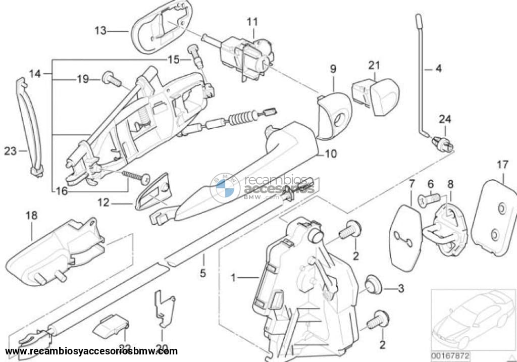 Cierre Cerradura Bombin Con Llave Para Bmw Serie 3 E46. Original Recambios