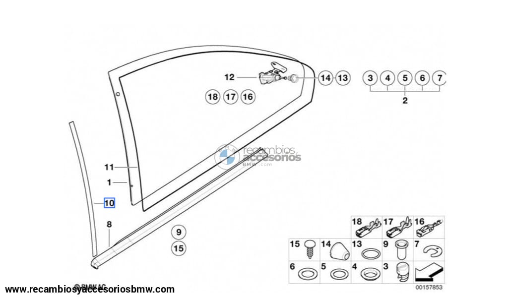 Cobertura Paramento Junta Columna B Ventana Trasera Para Bmw E46 . Original Recambios