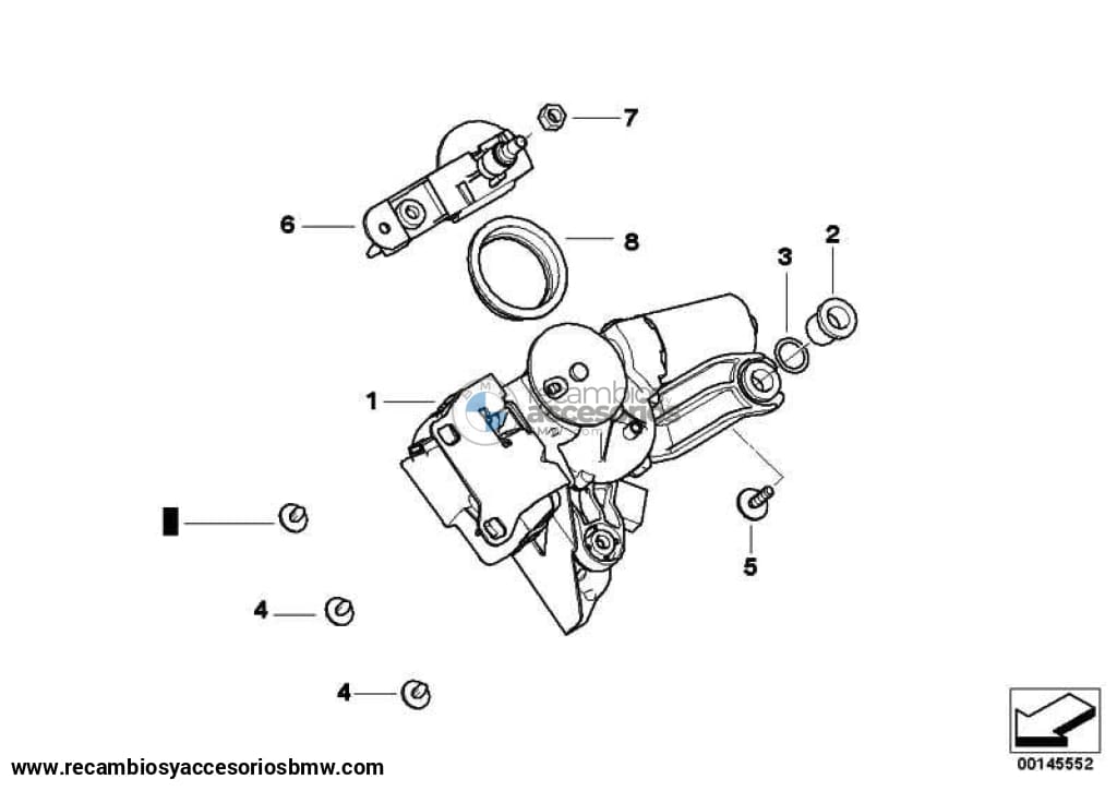 Cojinete Eje Limpiaparabrisas Para Bmw E91 E61. Original Recambios