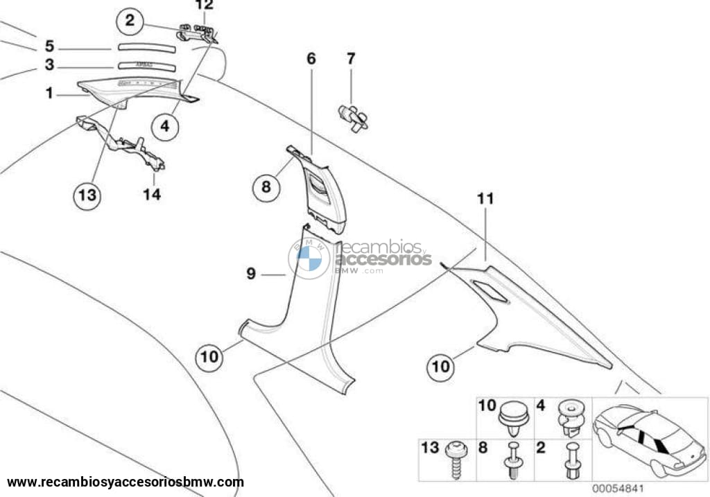 Columna/parametro Trasero Interior Para Bmw E46 Berlina. Original Recambios