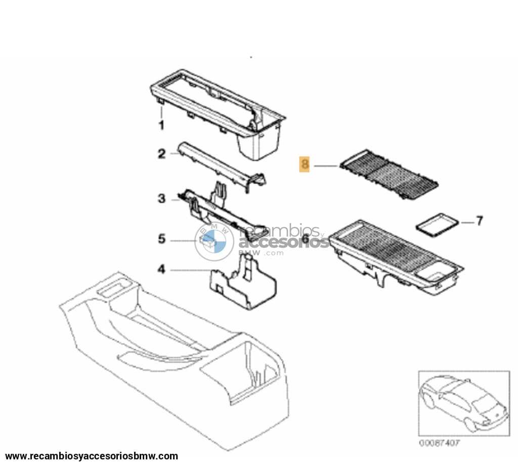 Cortinilla Para El Portaobjetos De Bmw E46 (Para Los Que Llevan Teléfono). Original Recambios