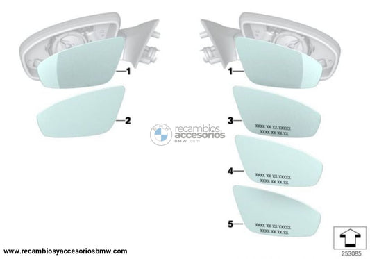 Cristal Espejo Exterior M Calefac. Gran Angular Para Bmw F10 F12 F13 F06. Original Recambios