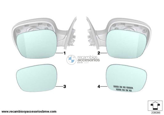 Cristal Espejo Gran Angular Para Bmw E83 . Original Recambios