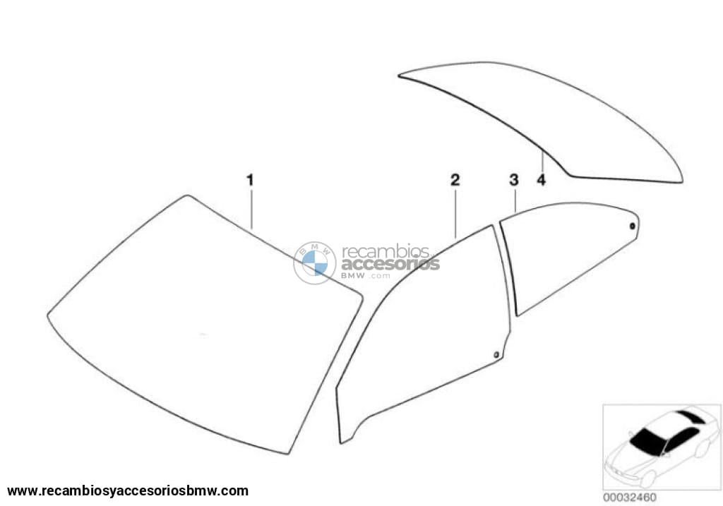 Cristal Puerta Delantera Para Bmw Serie 3 Coupé E46. Original Recambios