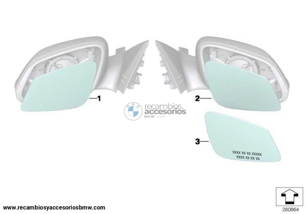 Cristal Retrovisor Calefactable Gran Angular Para Bmw F20 F21 F30 F31 . Original Bmw. Recambios