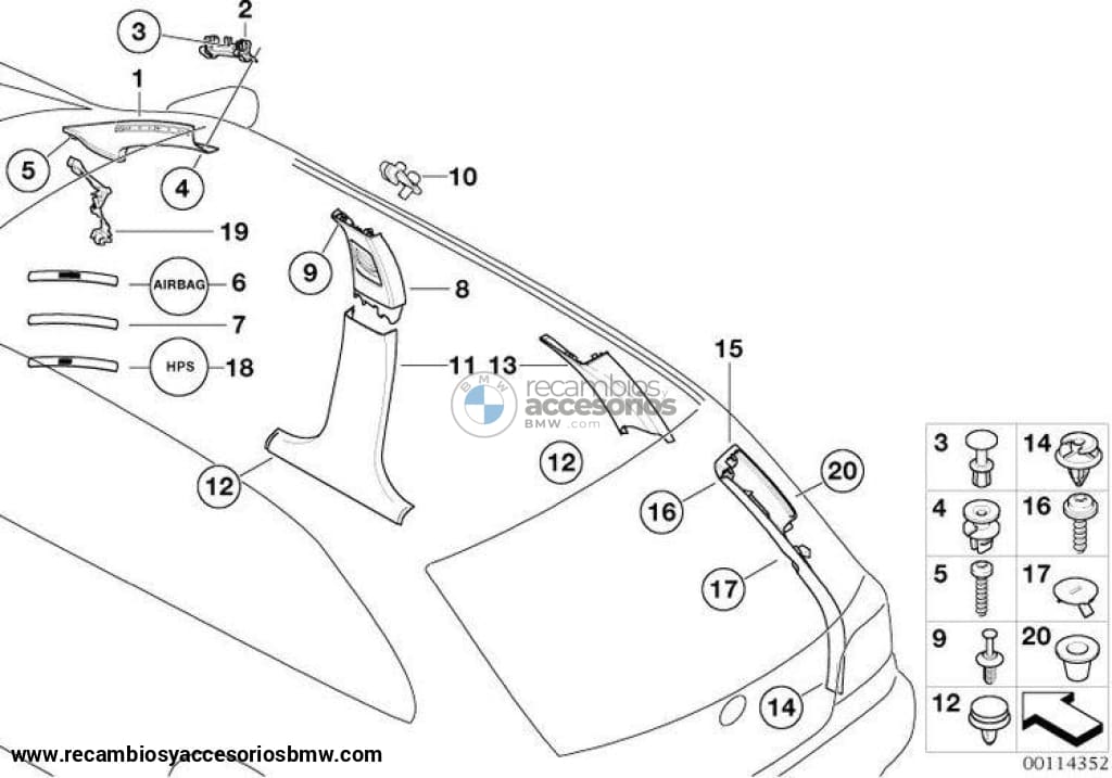 Cubierta Airbag Columna Frontal Para Bmw E46. Original Recambios