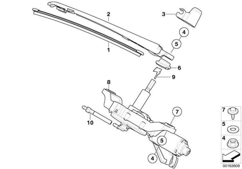 Cubierta Brazo Limpiaparabrisas Trasero Para Bmw E81 E87. Original Recambios