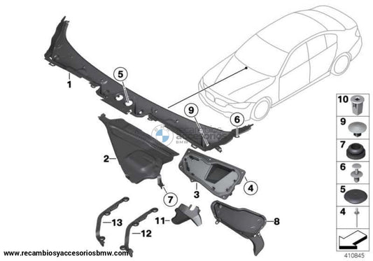 Cubierta Cortavientos Lhd Para Bmw F30 F31 F34 Gt F35 F32 F33 F36. Original Recambios