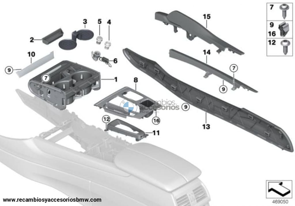 Cubierta De Aluminio Consola Central Hexágono Para Bmw X5 F15. Original Recambios