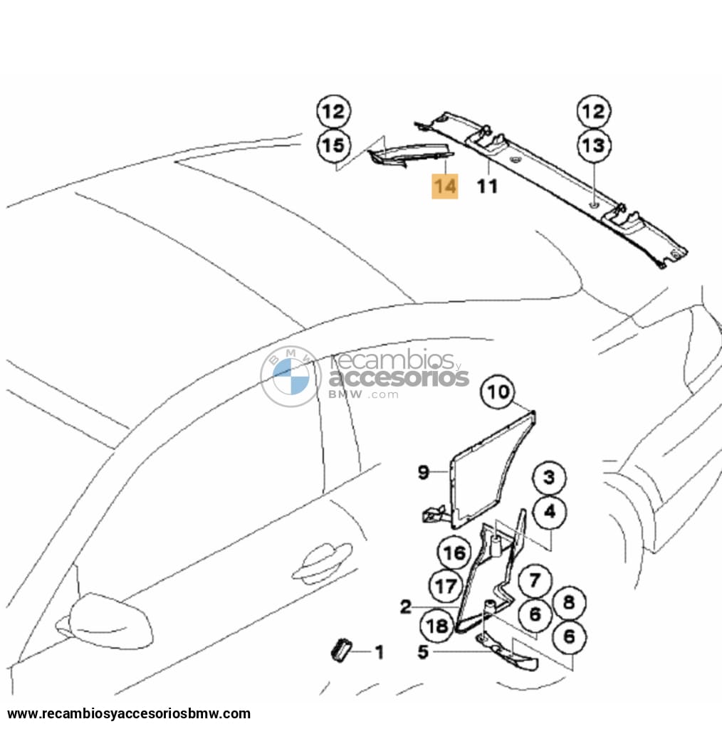 Cubierta De Canal Agua Trasero (Maletero) Para Bmw E63 Y Lci. Original Recambios