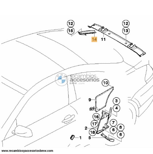 Cubierta De Canal Agua Trasero (Maletero) Para Bmw E63 Y Lci. Original Recambios