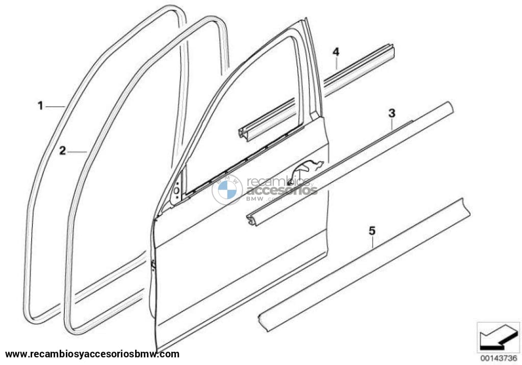 Cubierta De Canal Lameluna Exterior Puerta Delantera Negro Brillante Para Bmw E90 E91 Berlina