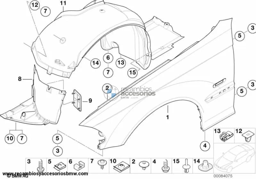 Cubierta De Paso Rueda Delantera Izquierda/Derecha Para Bmw E46. Original Recambios