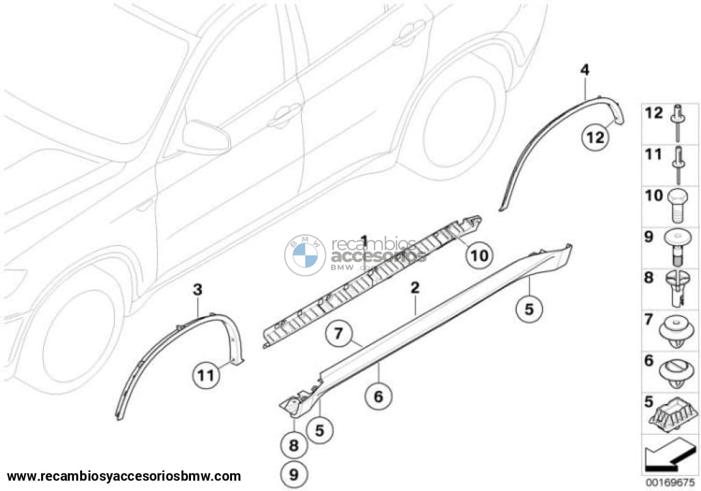 Cubierta De Umbral Puerta Para Bmw X6 E71. Original Recambios