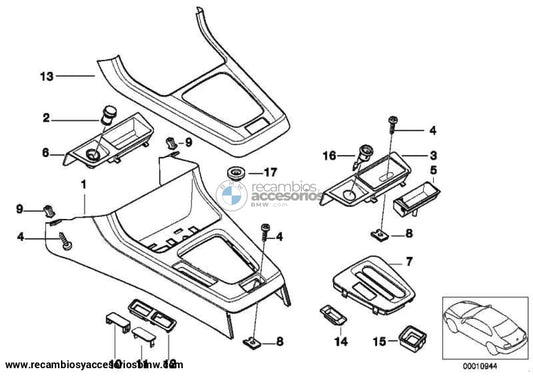 Cubierta Del Interruptor Marco Consola Central Para Bmw E36. Original Recambios