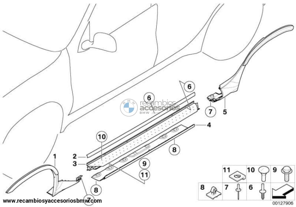 Cubierta Estribo/estribera Para Bmw E53. Original Recambios