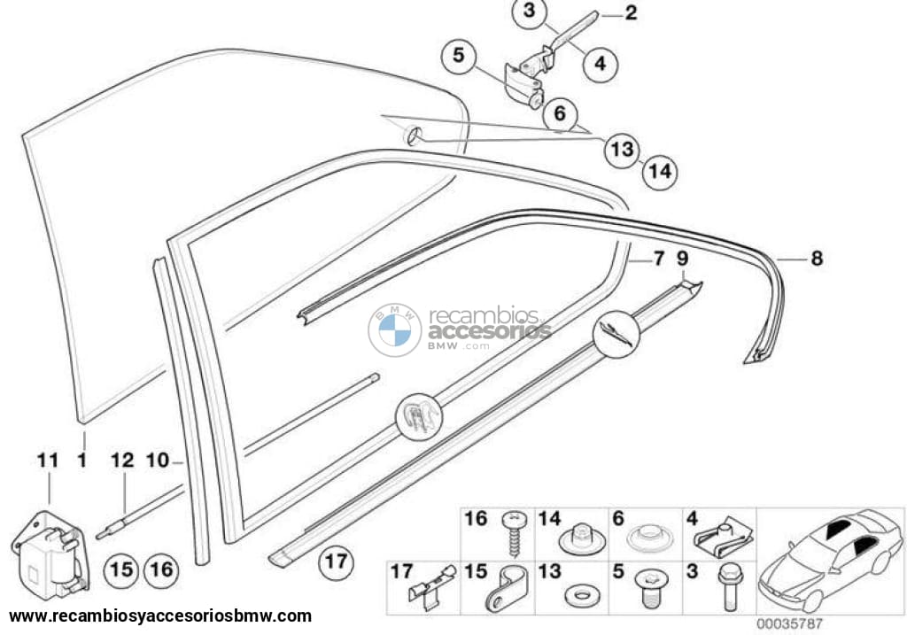 Cubierta Moldura Embellecedor Inferior Ventanilla Traserapara Bmw Coupé E36. Original Recambios