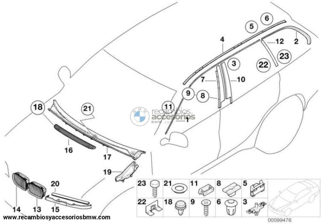 Cubierta Moldura Inferior Faro Delantero Con Lavafaros Imprimada Para Bmw E46 Berlina/touring Pre.