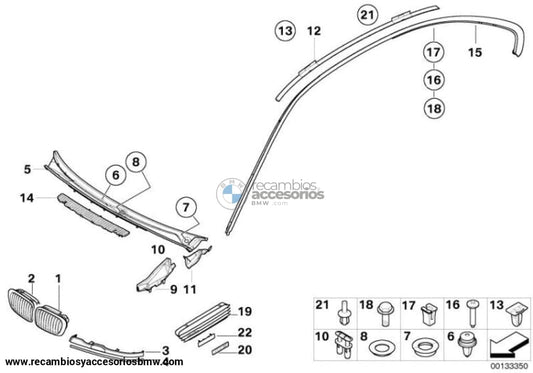 Cubierta Moldura Inferior Faro Delantero Imprimada Derecha Para Bmw Cabrio / Coupe E46. Original