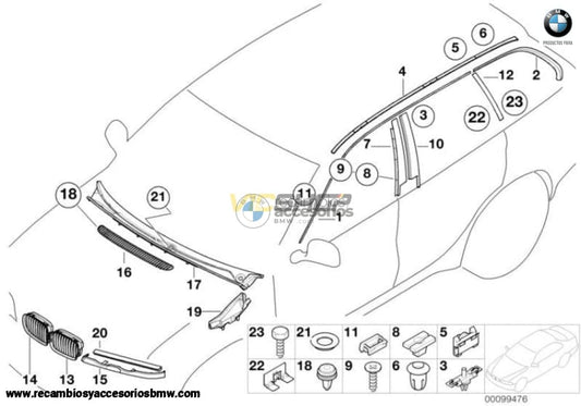 Cubierta Moldura Inferior Faro Delantero Imprimada Para Bmw E46 Berlina/touring. Original Recambios